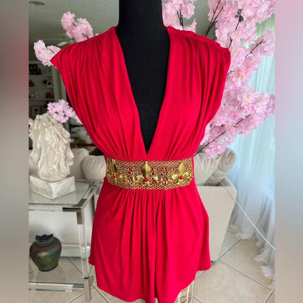 Sky Brand Metal  Embellishment Red  Top, Blouse, L